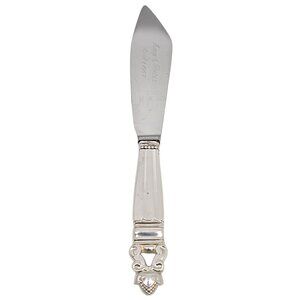Georg Jensen Denmark Acorn Sterling Silver Handle Cake Knife w/Engraving #22988